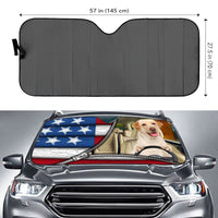 Thumbnail for Custom Windshield Sun Shade for Car Labrador Retriever American Flag Zipper Driving Car Sun Shade