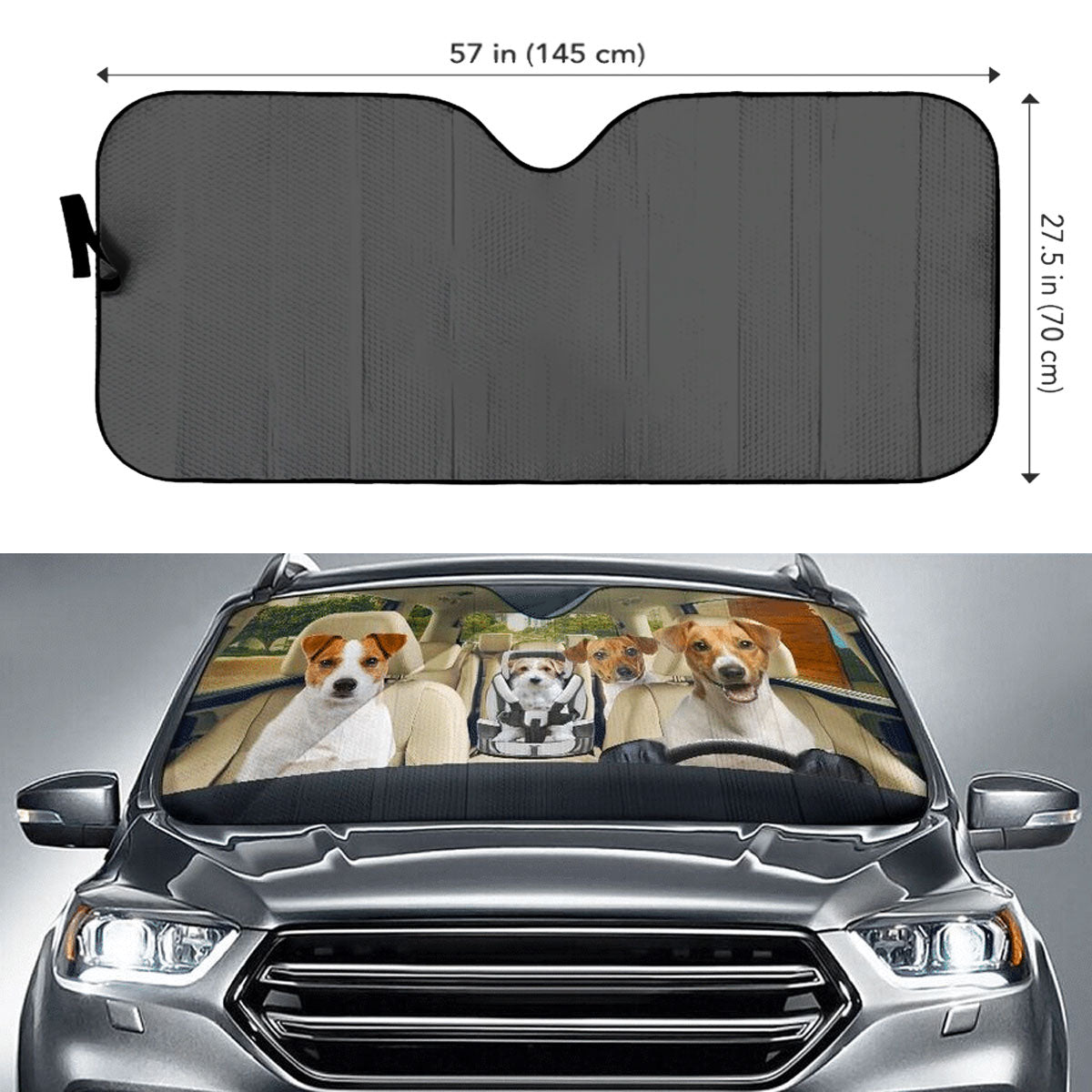 Custom Windshield Sun Shade for Car Jack Russell Terrier Family Driver Car Sun Shade - Car Accessory