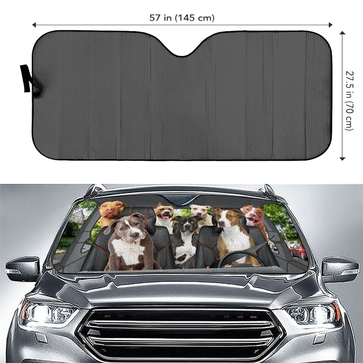 Custom Windshield Sun Shade for Car Pitbull Dog Driver Car Sun Shade - Car Accessory
