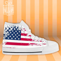 Thumbnail for American Flag Retro Grunge High Top Canvas Shoes for Men Women 3D Prints Fashion Sneakers