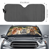 Thumbnail for Custom Windshield Sun Shade for Car Cute Yorkie Terrier Family Driver Car Sun Shade - Car Accessory