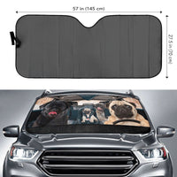 Thumbnail for Custom Windshield Sun Shade for Car Cute Pug Dog Family Driver Car Sun Shade - Car Accessory