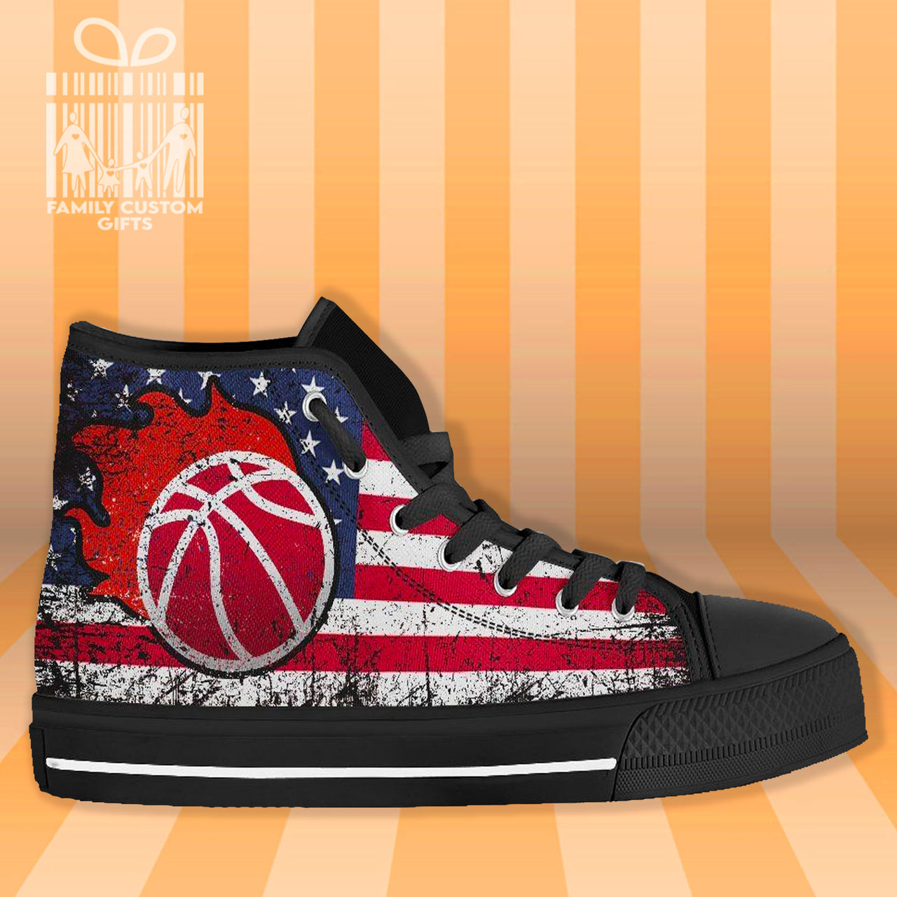 Basketball American USA Flag High Top Canvas Shoes for Men Women 3D Prints Fashion Sneakers