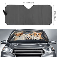 Thumbnail for Custom Windshield Sun Shade for Car Cute Corgi Family Driver Car Sun Shade - Car Accessory