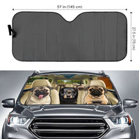 Thumbnail for Custom Windshield Sun Shade for Car Cute Pug Dog Family Driver Car Sun Shade - Car Accessory
