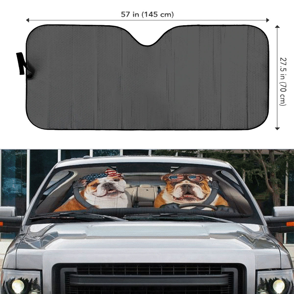 Custom Windshield Sun Shade for Car Cute Bull Dog Driver Car Sun Shade - Car Accessory