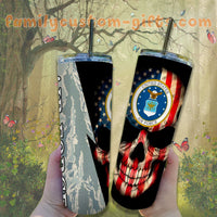 Thumbnail for Custom Skinny Tumbler for Men & Dad Air Force Veterans USA Flag Personalized 20 oz Skinny Tumbler