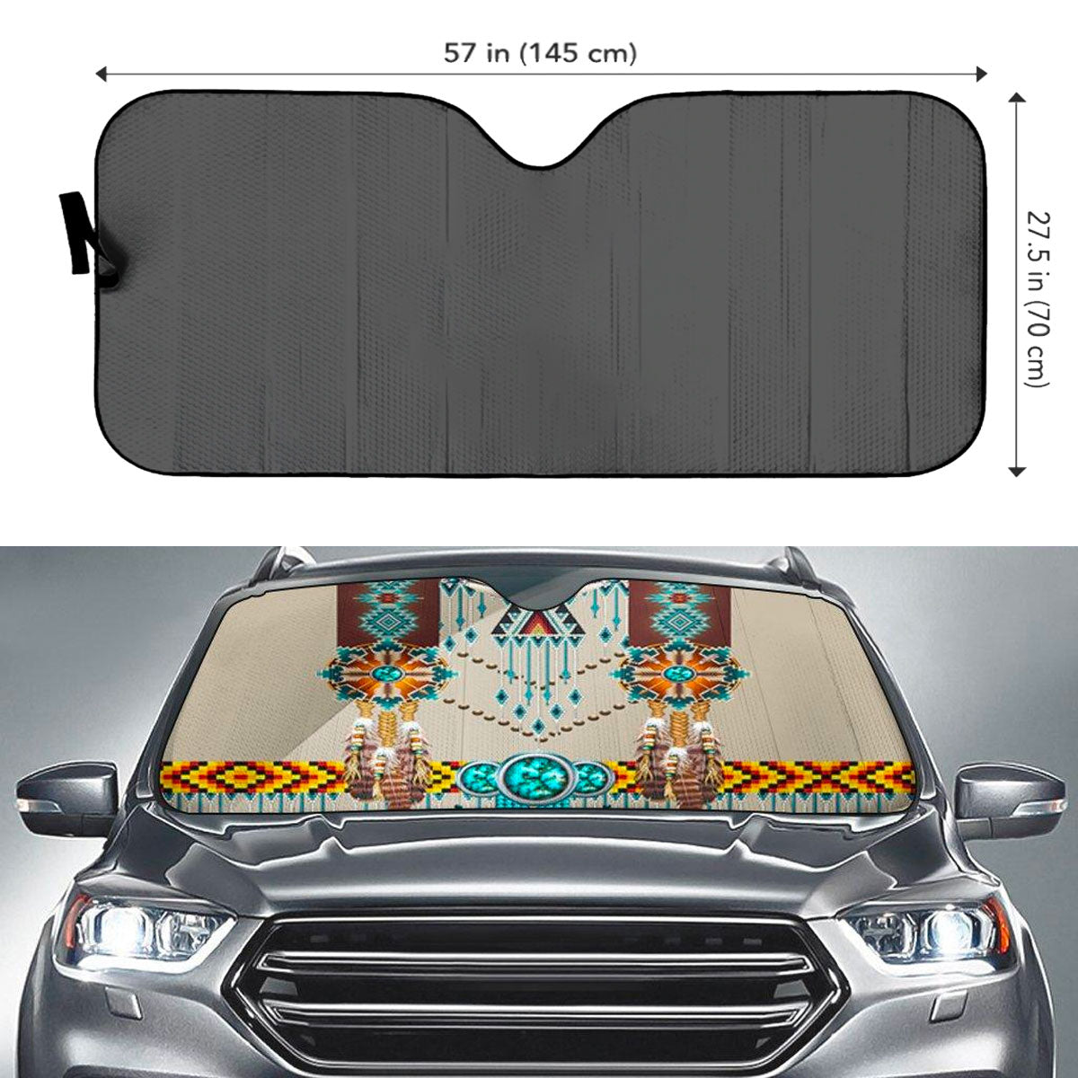 Custom Windshield Sun Shade for Car Native American Tribal Feathers Car Sun Shade - Car Accessory