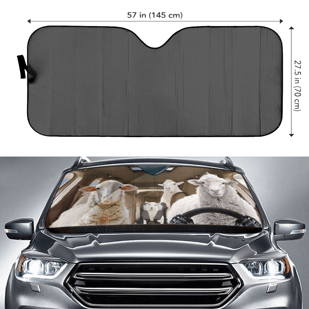 Custom Windshield Sun Shade for Car Sheep Family Driver Car Sun Shade - Car Accessory