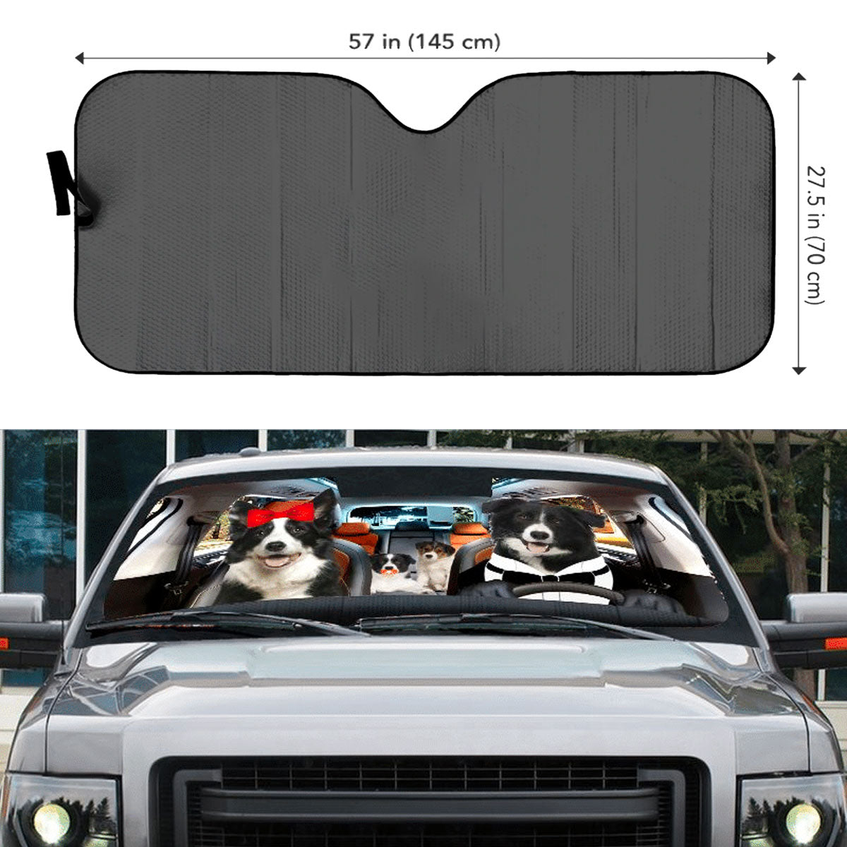 Custom Windshield Sun Shade for Car Fun Cute Border Collie Driver Car Sun Shade - Car Accessory