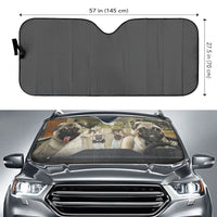 Thumbnail for Custom Windshield Sun Shade for Car Animal Pug Dog Family Driver Car Sun Shade - Car Accessory