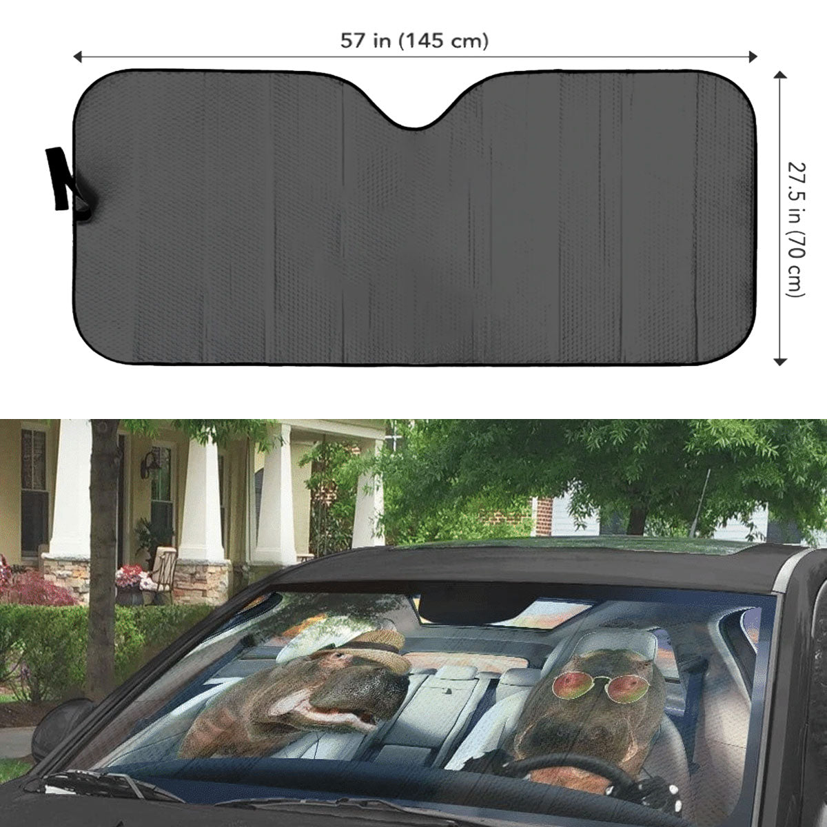 Custom Windshield Sun Shade for Car Cute Hippo Driver Car Sun Shade - Car Accessory
