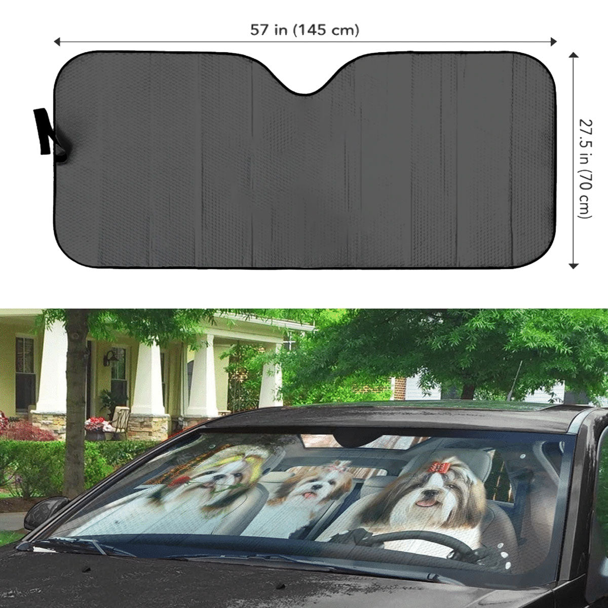 Custom Windshield Sun Shade for Car Shih Tzu Dog Driver Car Sun Shade - Car Accessory