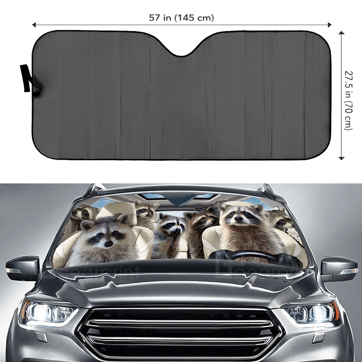 Custom Windshield Sun Shade for Car Raccoon Family Driving Car Sun Shade - Car Accessory