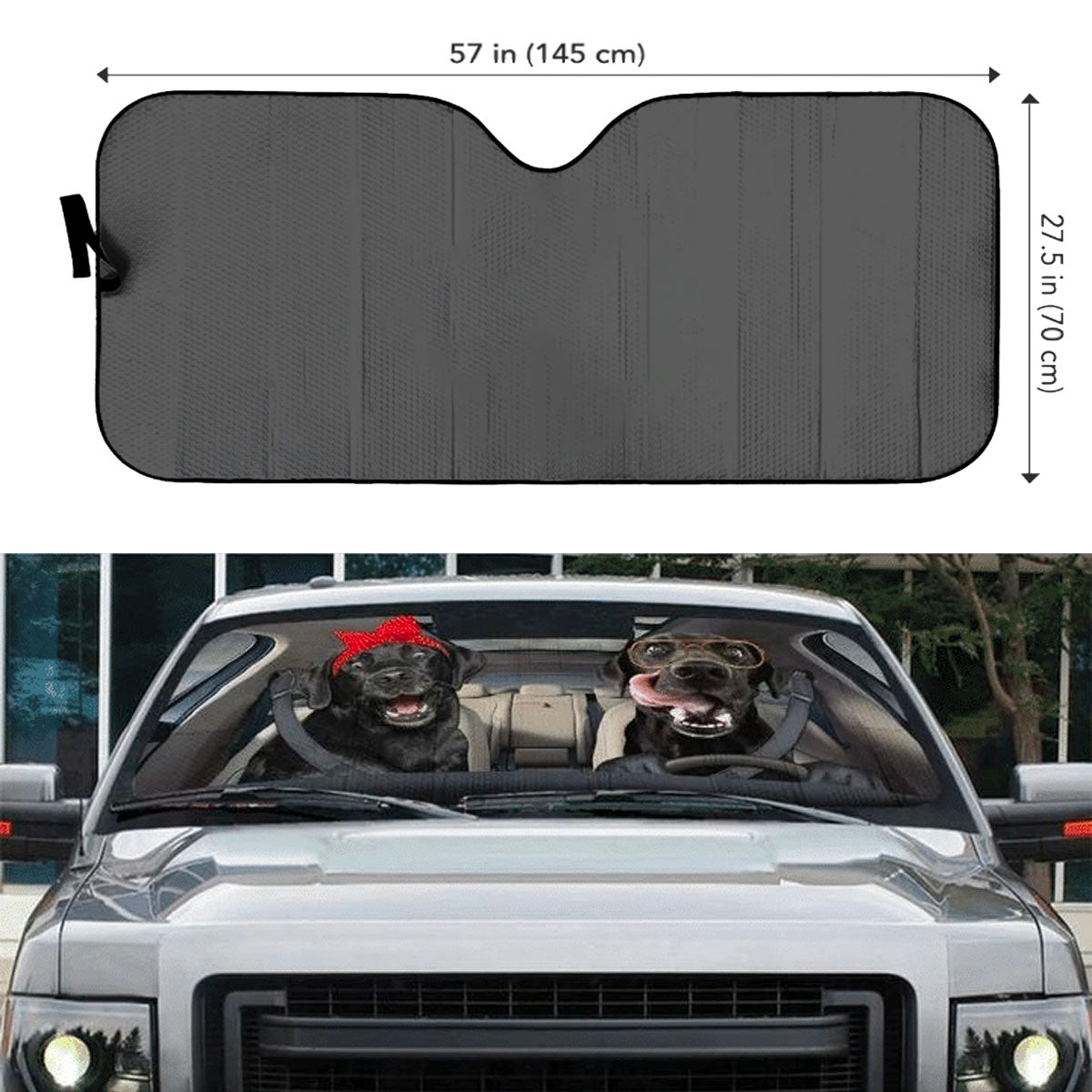 Custom Windshield Sun Shade for Car Cute Black Labrador Retriever Driver Car Sun Shade