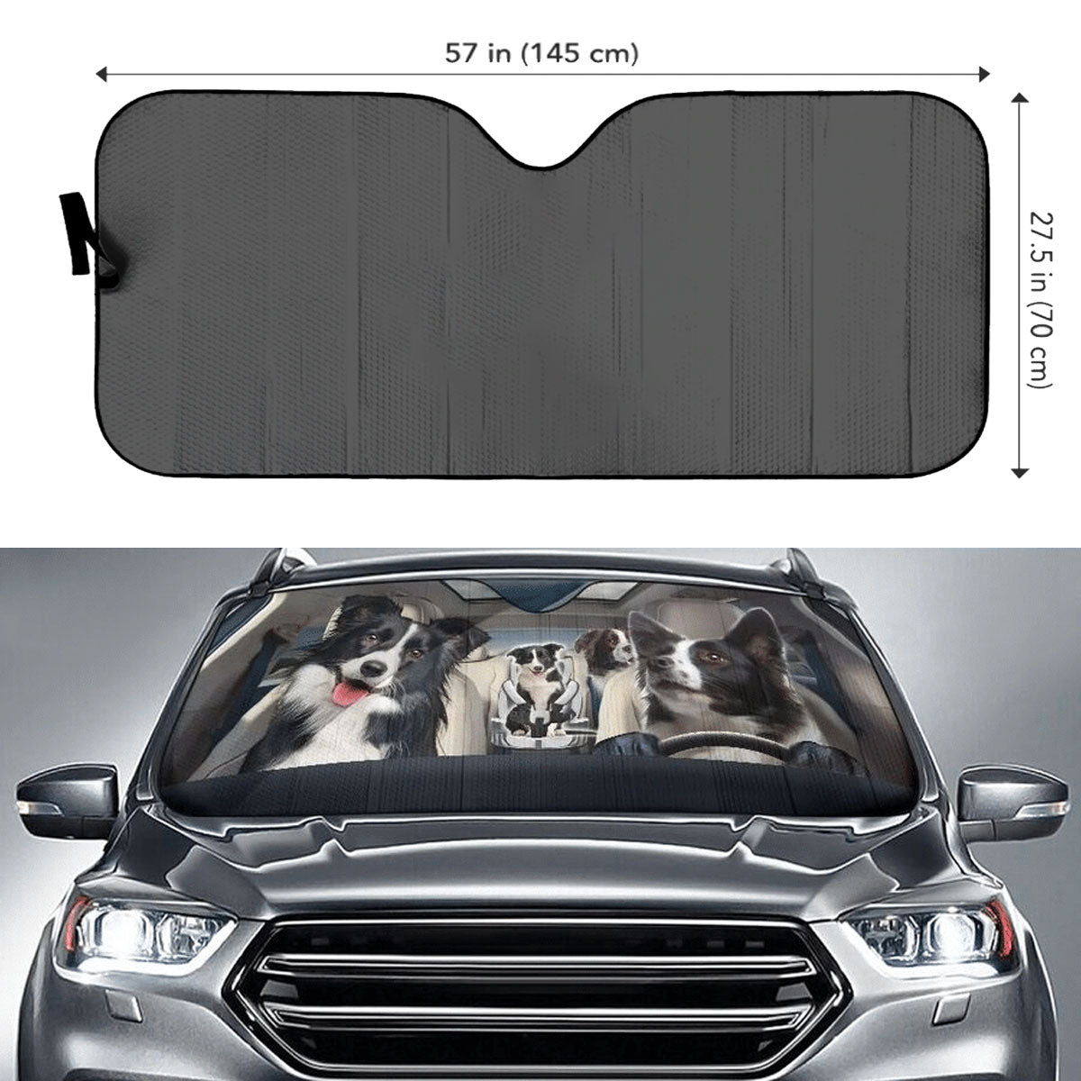 Custom Windshield Sun Shade for Car Border Collie Dog Driver Car Sun Shade - Car Accessory