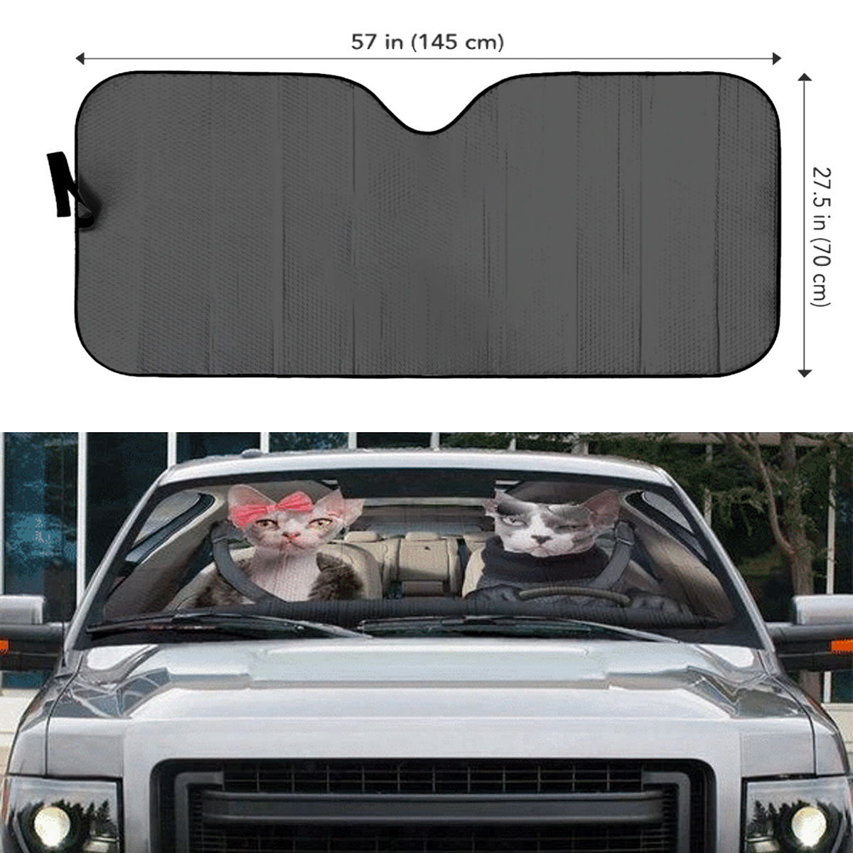 Custom Windshield Sun Shade for Car Fun Cute Sphynx Cats Couple Driver Car Sun Shade