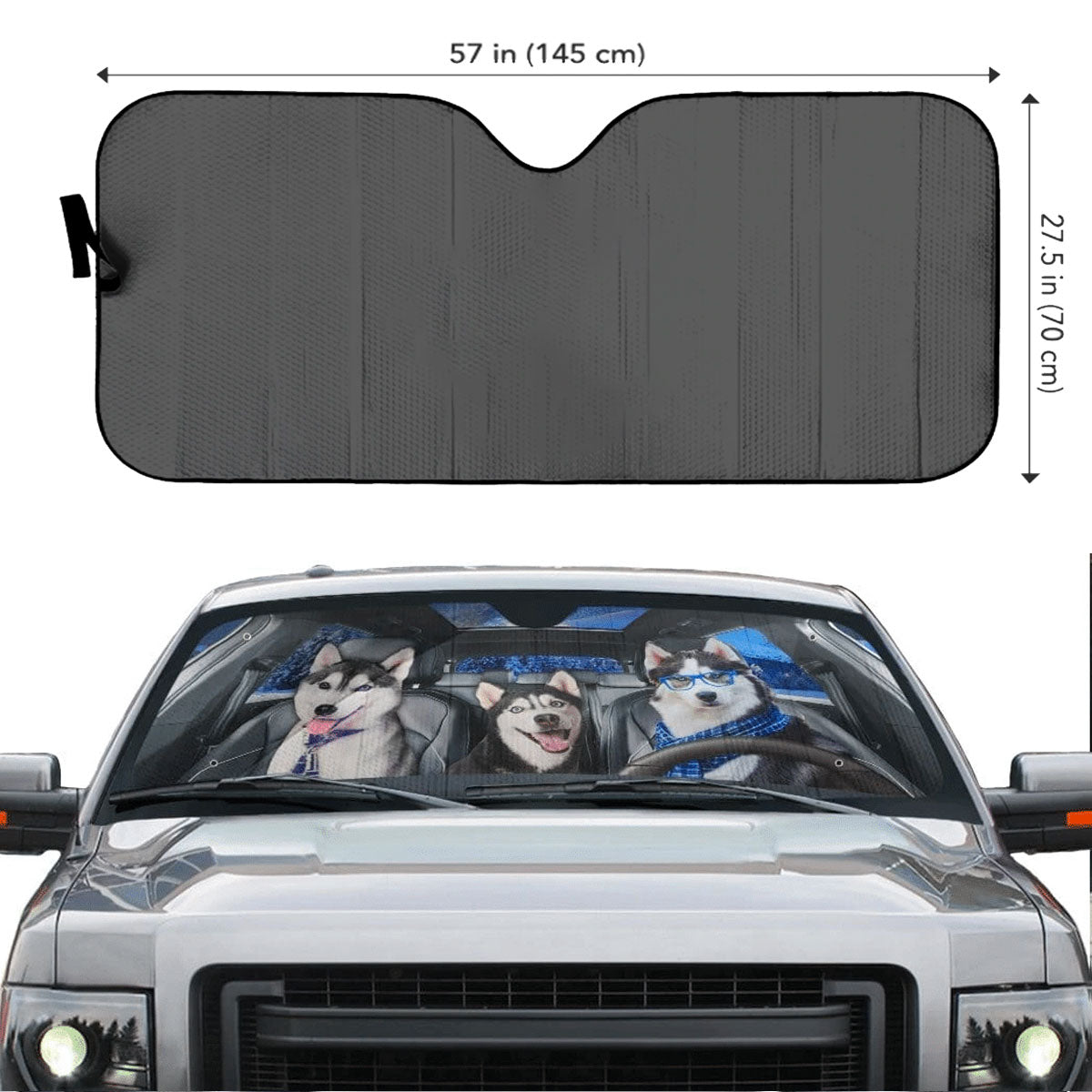 Custom Windshield Sun Shade for Car Fun Cute Husky Dog Driver Car Sun Shade - Car Accessory