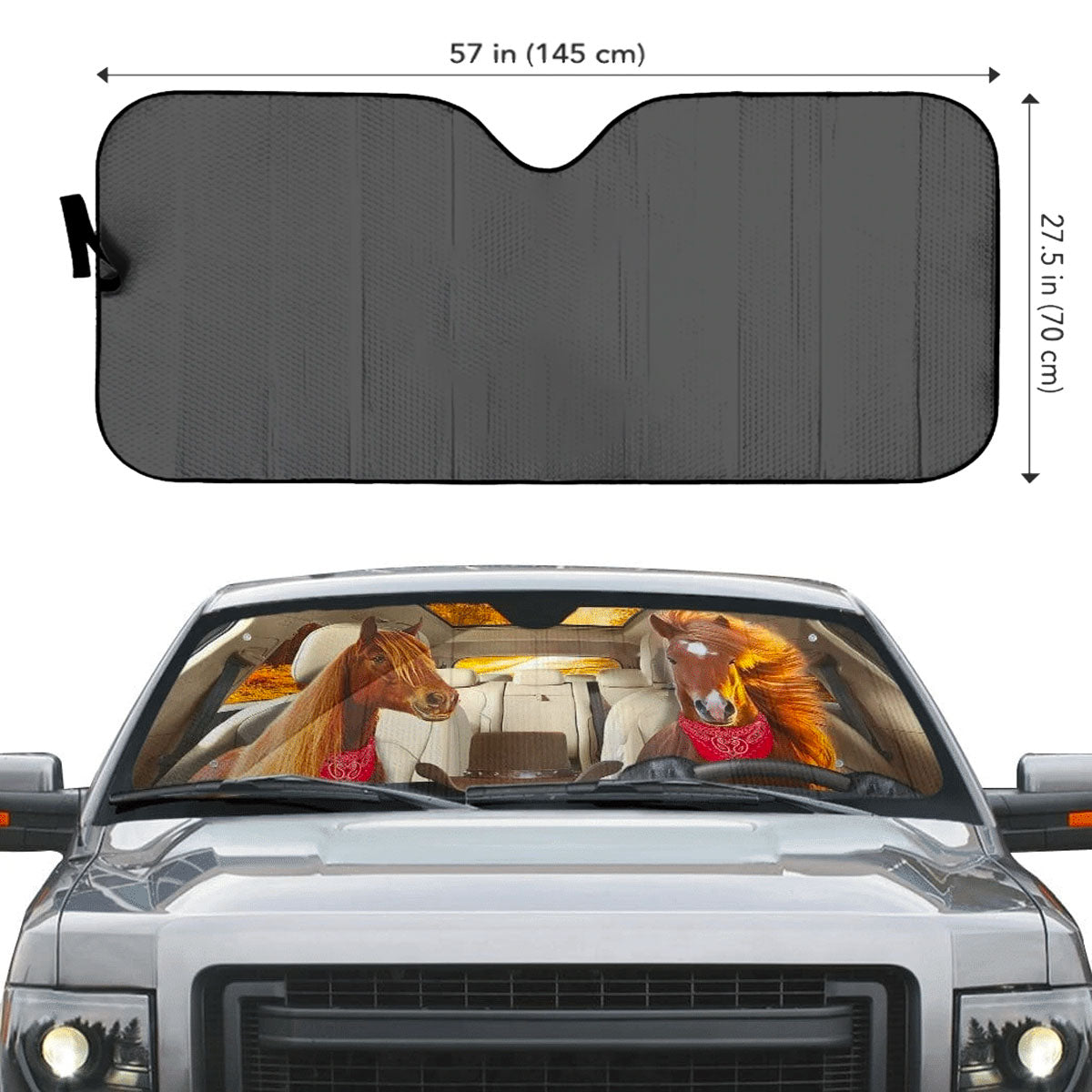 Custom Windshield Sun Shade for Car Fun Cute Horse Driver Car Sun Shade - Car Accessory