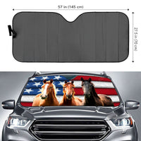 Thumbnail for Custom Windshield Sun Shade for Car Horse American Flag Car Sun Shade - Car Accessory
