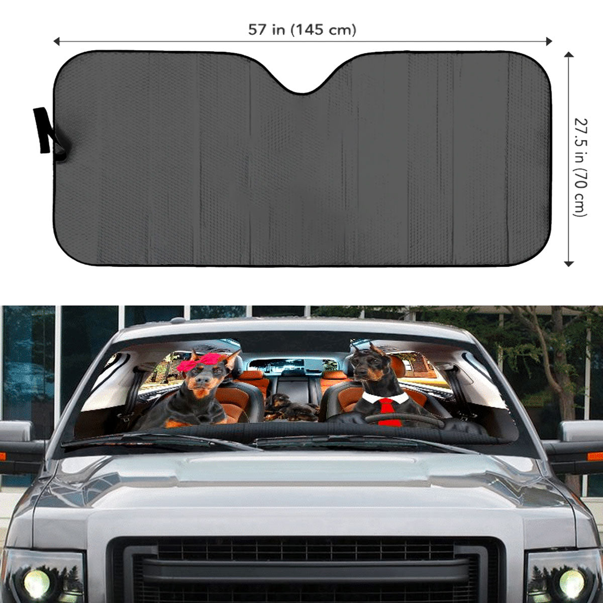 Custom Windshield Sun Shade for Car Cute Doberman Pinscher Family Driver Car Sun Shade