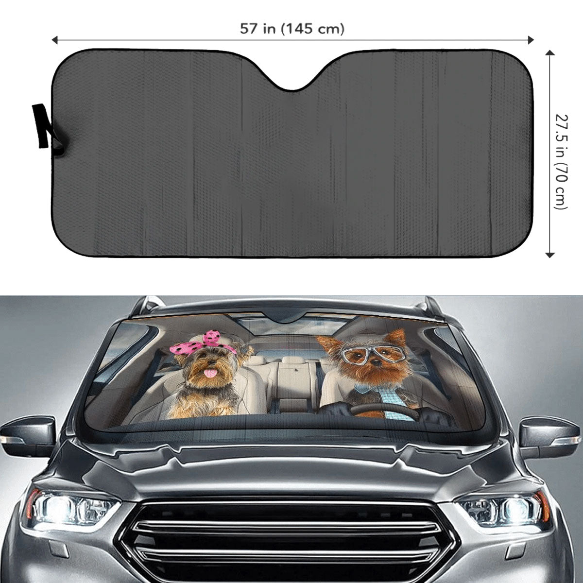 Custom Windshield Sun Shade for Car Cute Yorkie Terrier Driver Car Sun Shade - Car Accessory