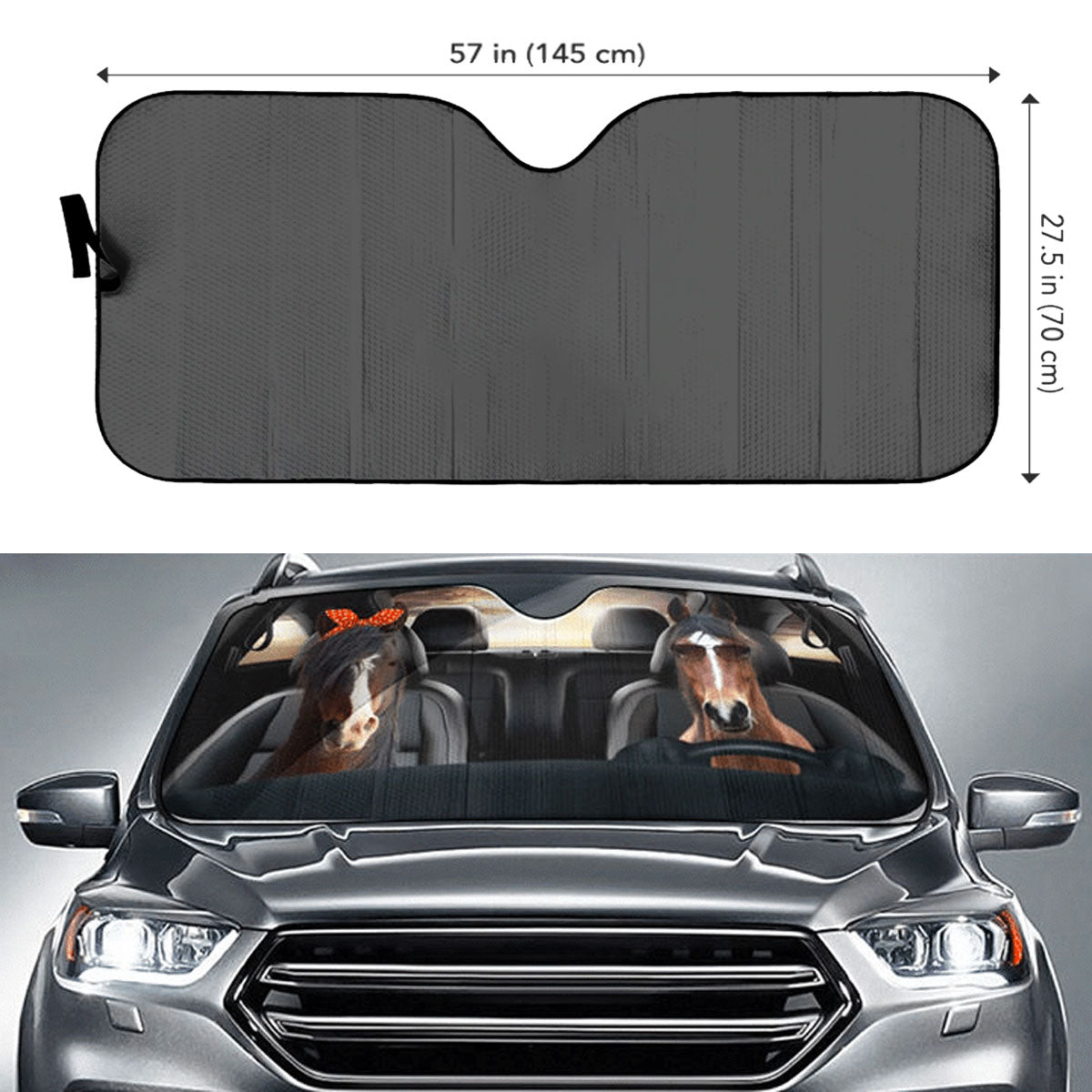 Custom Windshield Sun Shade for Car Cute Horse Driver Car Sun Shade - Car Accessory