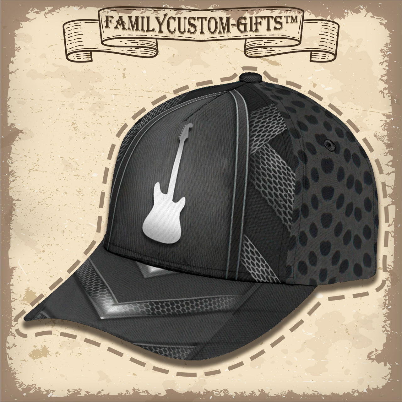 Music Guitar Custom Hats for Men & Women 3D Prints Personalized Baseball Caps