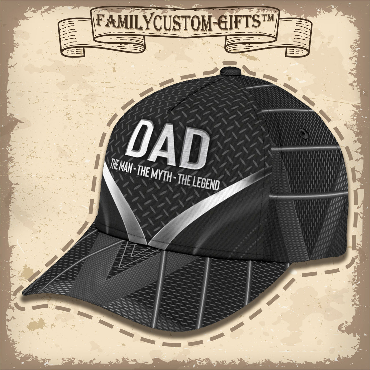 Dad The Man The Myth The Legend Custom Hats for Men 3D Prints Personalized Baseball Caps for Dad