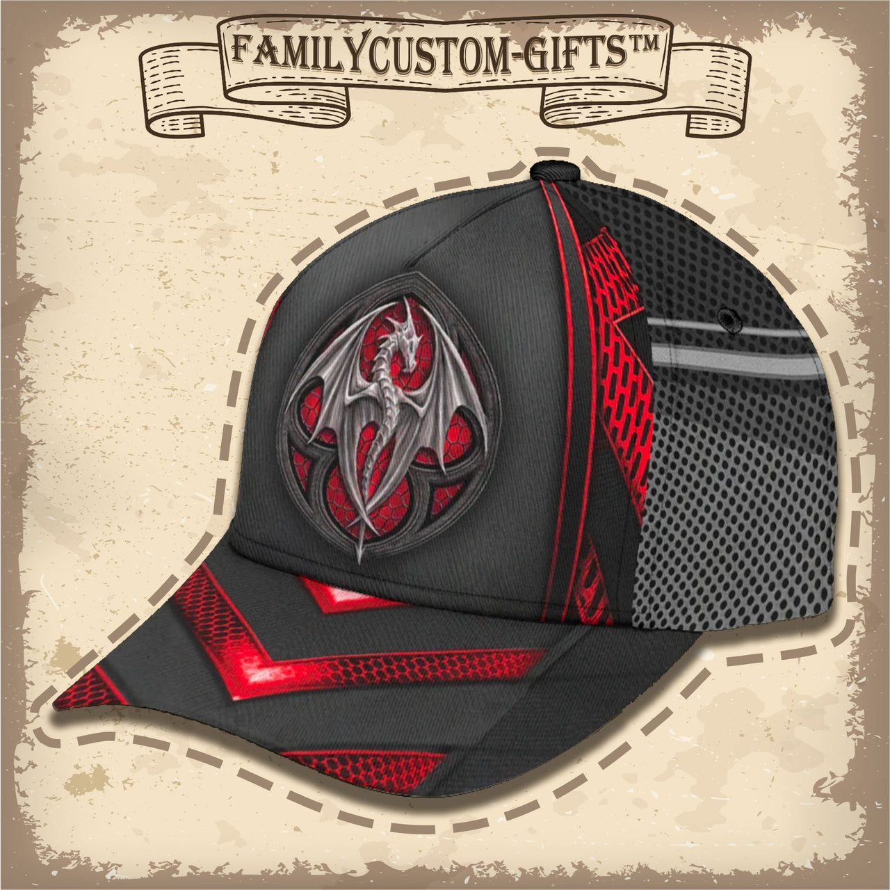 Red Celtic Dragon Custom Hats for Men & Women 3D Prints Personalized Baseball Caps