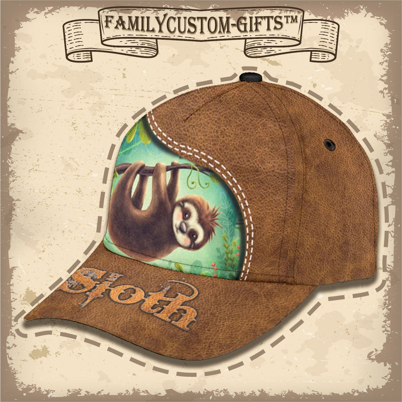 Cute Sloth Custom Hats for Men & Women 3D Prints Personalized Baseball Caps