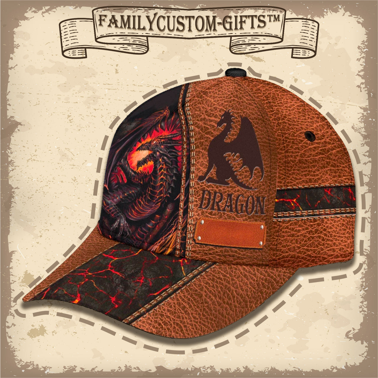 Red Fire Dragon Custom Hats for Men & Women 3D Prints Personalized Baseball Caps