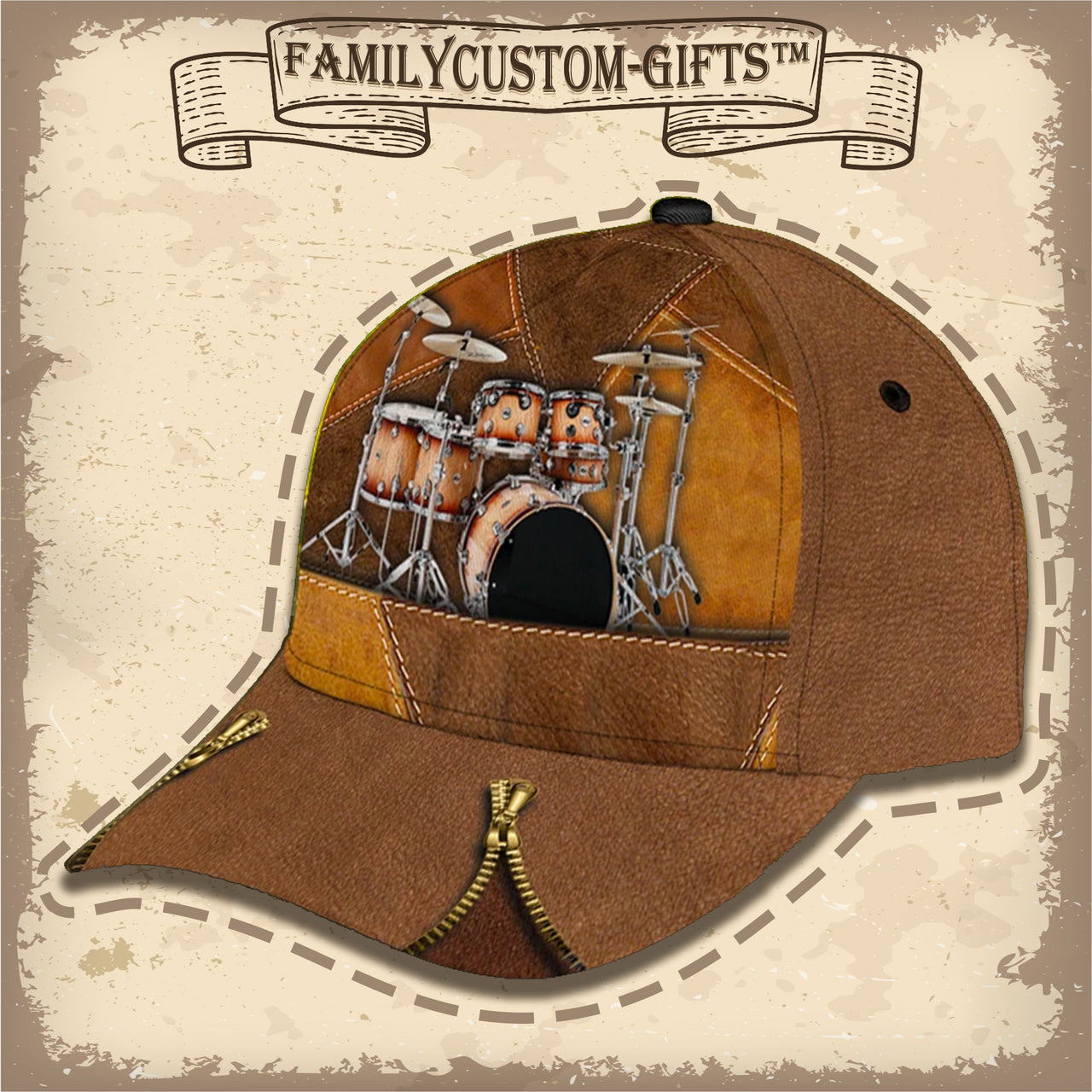 Drum Kit Plush Custom Hats for Men & Women 3D Prints Personalized Baseball Caps