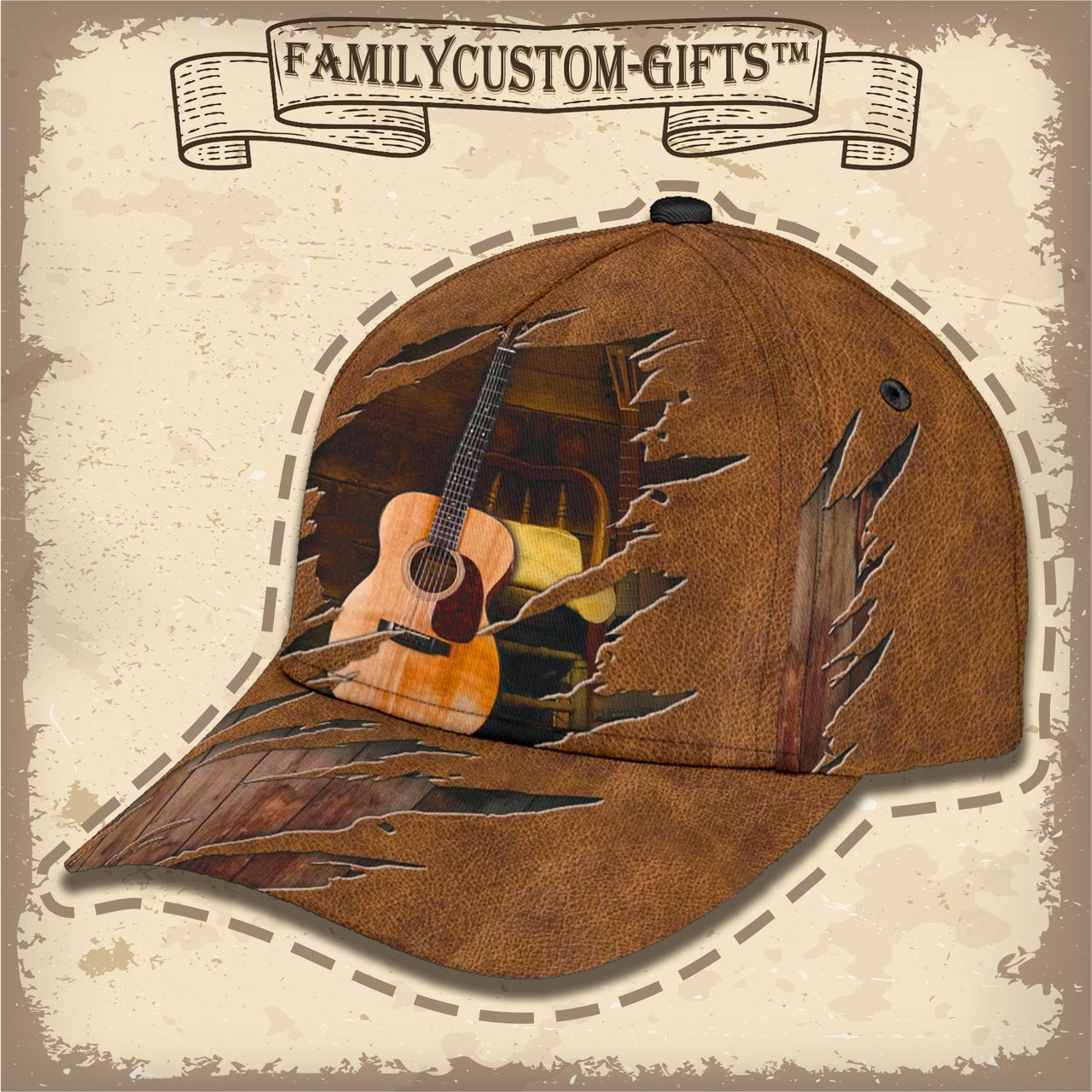 Music Guitar Custom Hats for Men & Women 3D Prints Personalized Baseball Caps