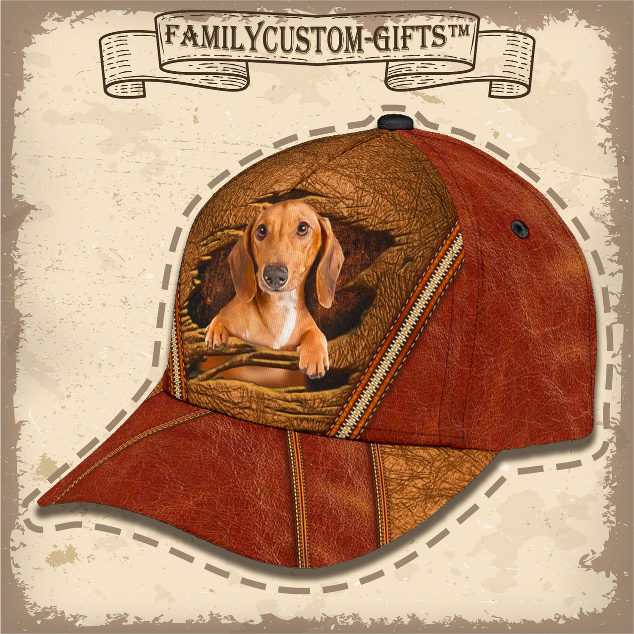 Cute Dachshund Dog Custom Hats for Men & Women 3D Prints Personalized Baseball Caps