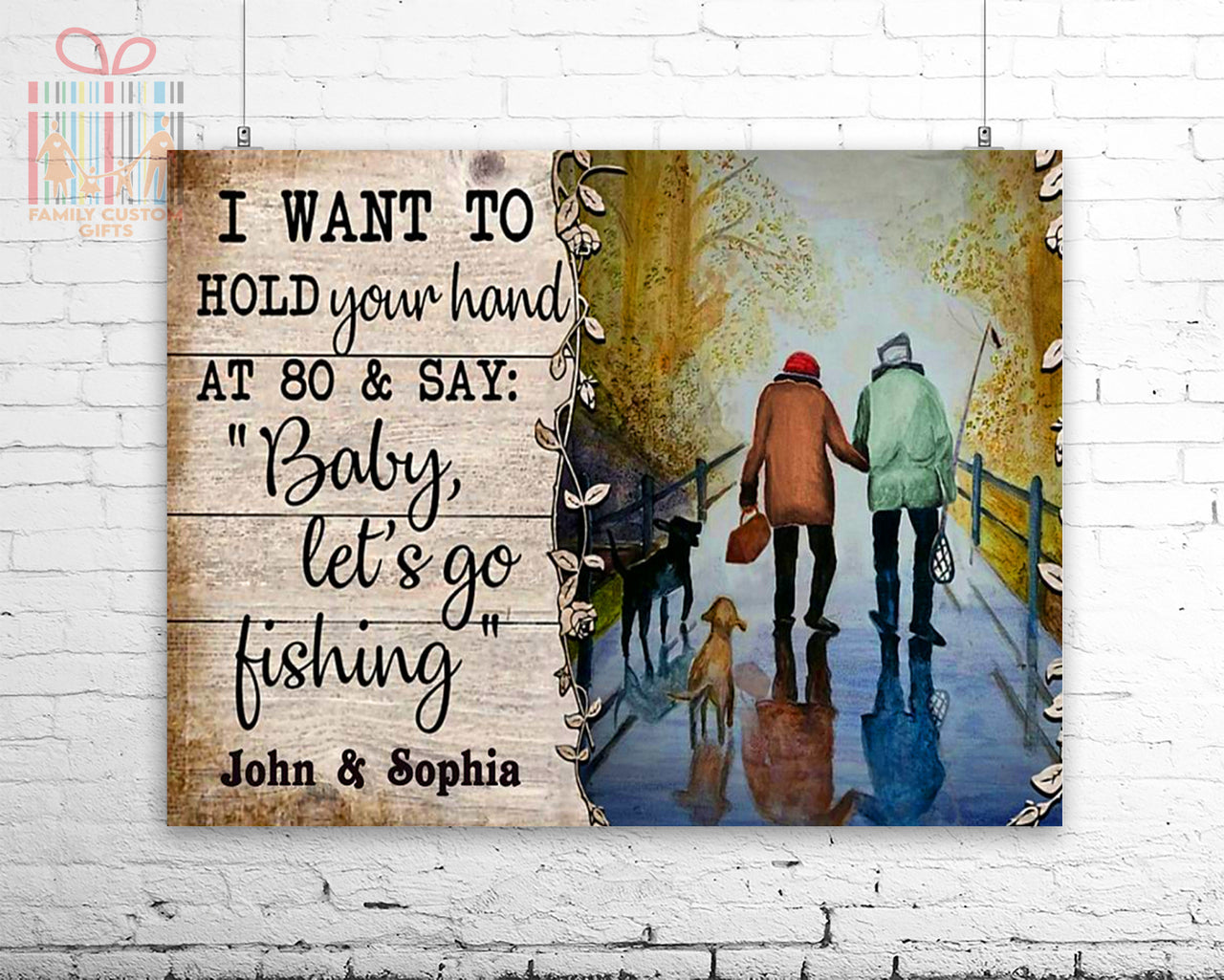 Custom Poster Prints Wall Art Fishing Hold You Hand Personalized Gifts Wall Decor - Gift for Her & Him
