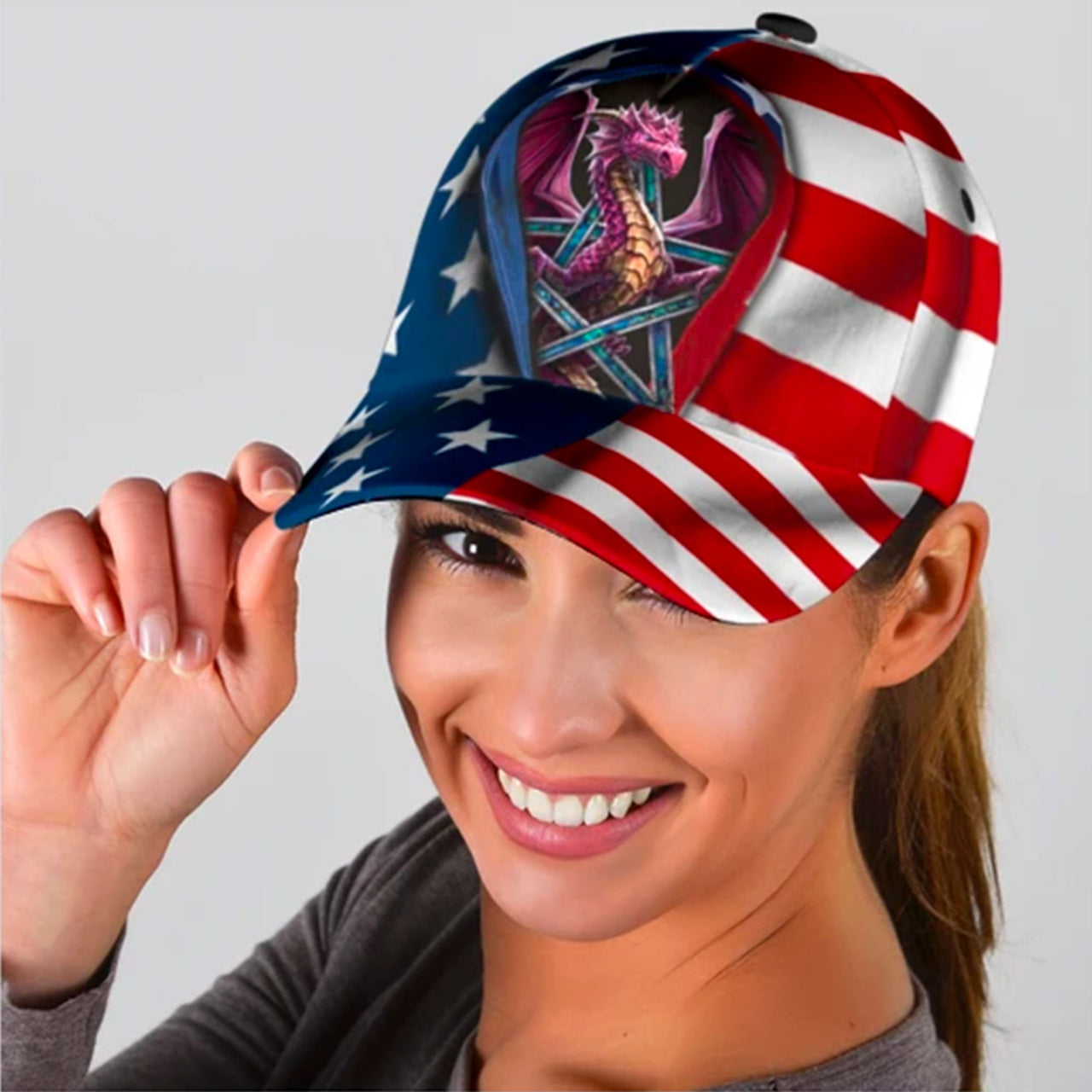 Dungeons and Dragons American Flag Custom Hats for Men & Women 3D Prints Personalized Baseball Caps