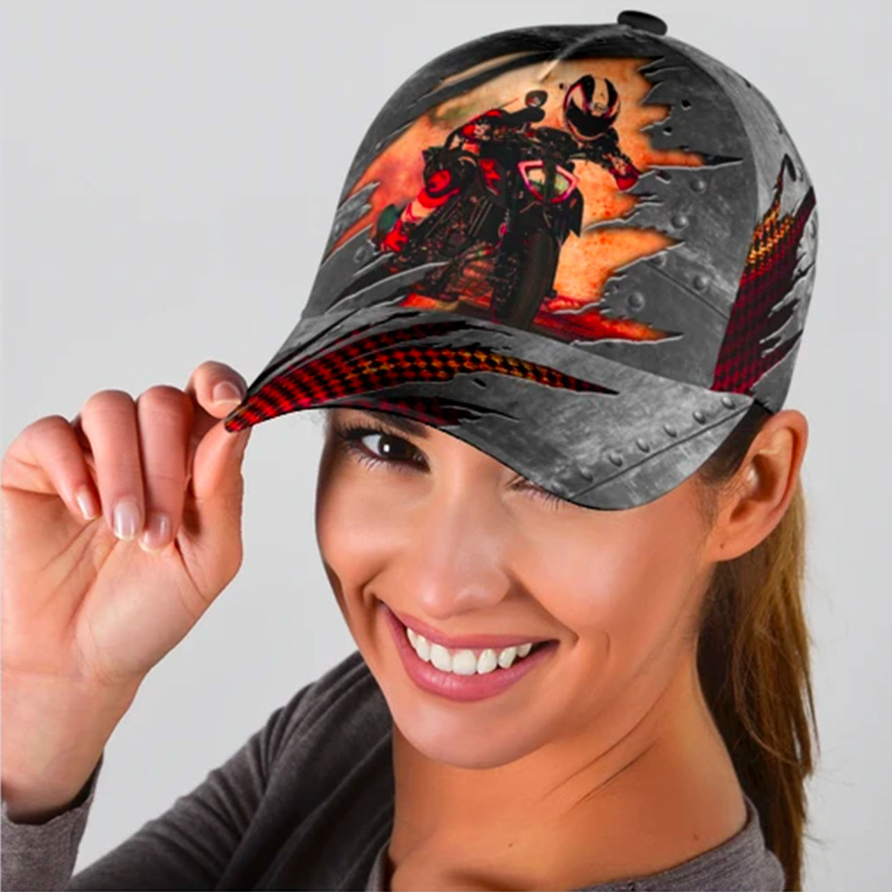 Motorcycle Rider Custom Hats for Men & Women 3D Prints Personalized Baseball Caps