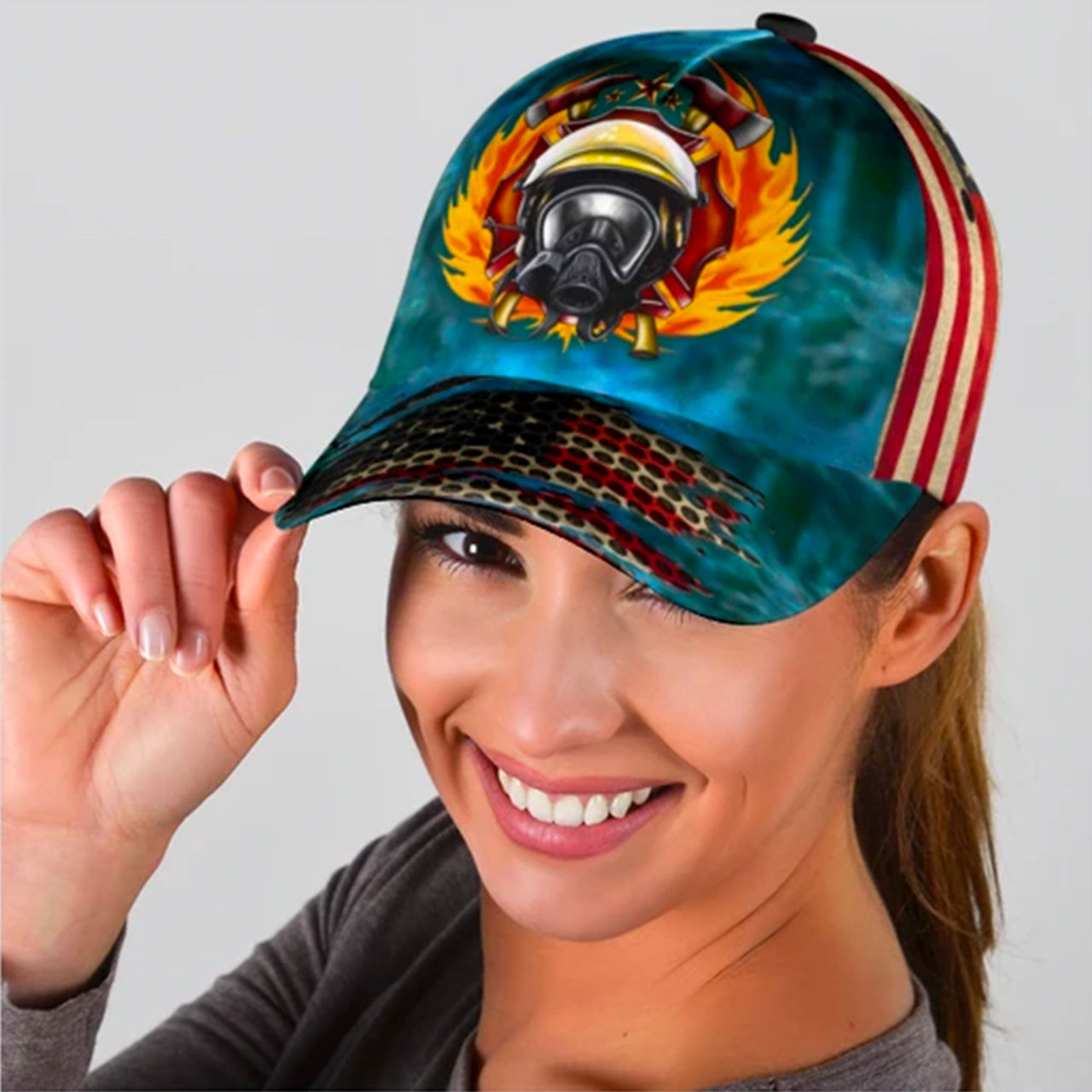 Firefighters American Flag Custom Hats for Men & Women 3D Prints Personalized Baseball Caps