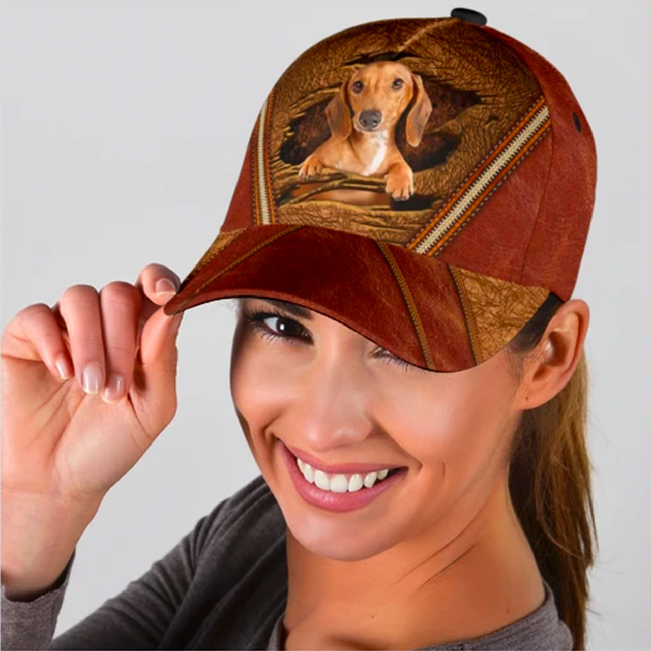 Cute Dachshund Dog Custom Hats for Men & Women 3D Prints Personalized Baseball Caps