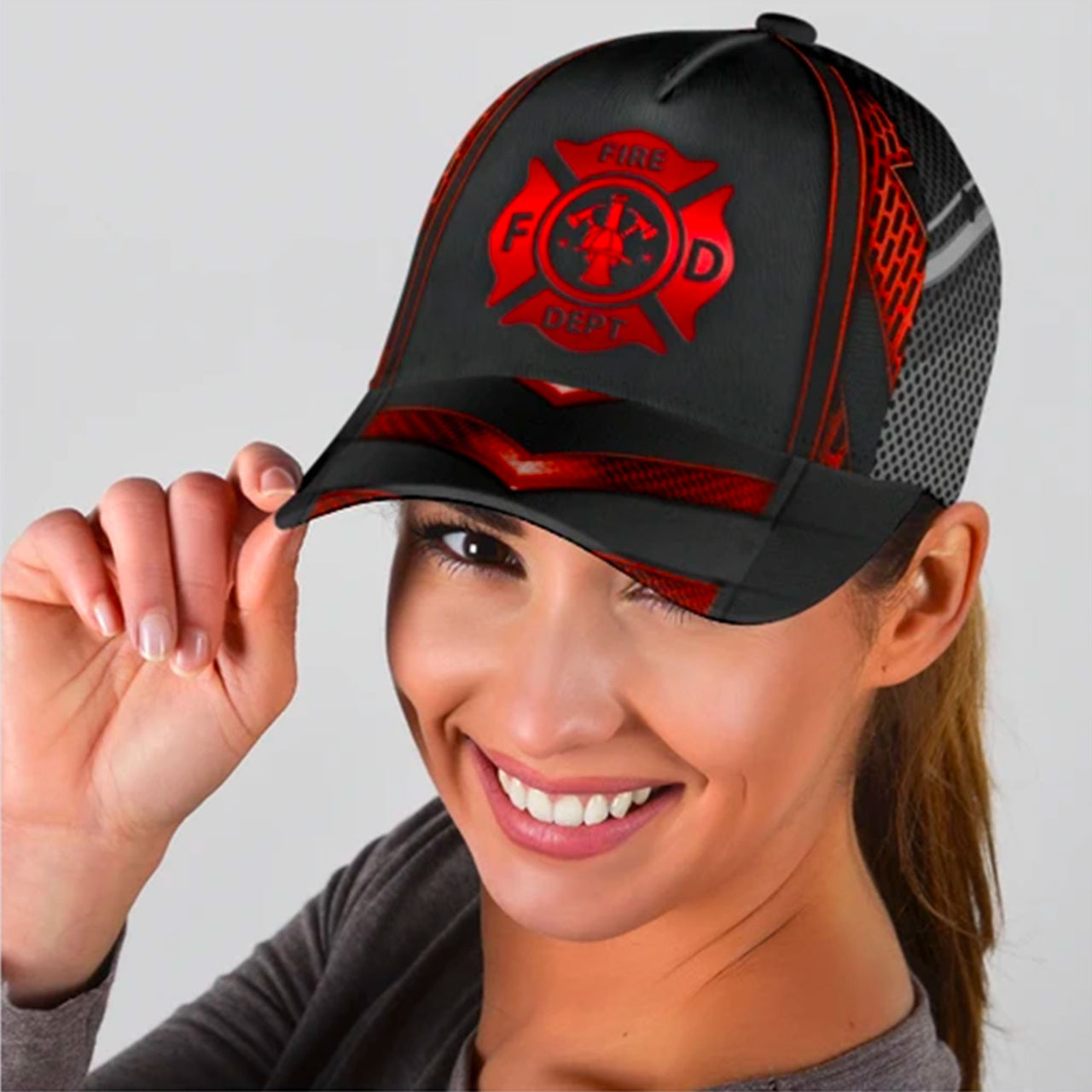 Firefighter Fire Sign Firemen Custom Hats for Men & Women 3D Prints Personalized Baseball Caps