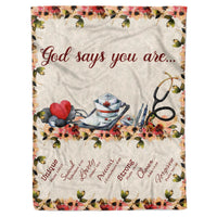 Thumbnail for God Says You are Nurses Nursing Life Fleece Sherpa Blanket