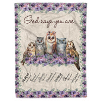 Thumbnail for God Says You are Floral Owls Fleece Sherpa Blanket