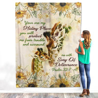 Thumbnail for Floral Giraffe You Will Protect Me from Trouble Flower Fleece Sherpa Blanket