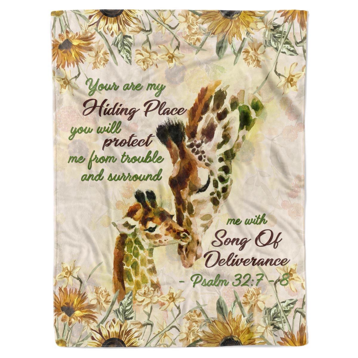 Floral Giraffe You Will Protect Me from Trouble Flower Fleece Sherpa Blanket