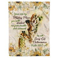 Thumbnail for Floral Giraffe You Will Protect Me from Trouble Flower Fleece Sherpa Blanket