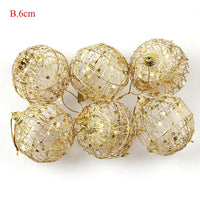 Thumbnail for 6-Piece Set: Gold Scaled Christmas Ball Ornaments - Festive Tree Baubles - Hanging Decor for Navidad Party Celebrations