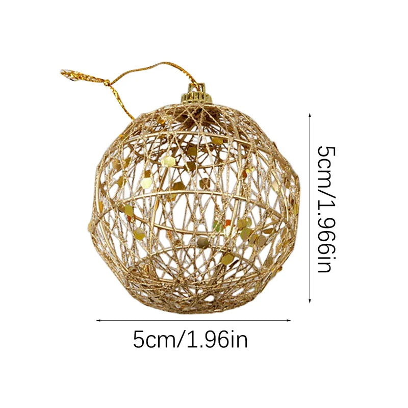 6-Piece Set: Gold Scaled Christmas Ball Ornaments - Festive Tree Baubles - Hanging Decor for Navidad Party Celebrations