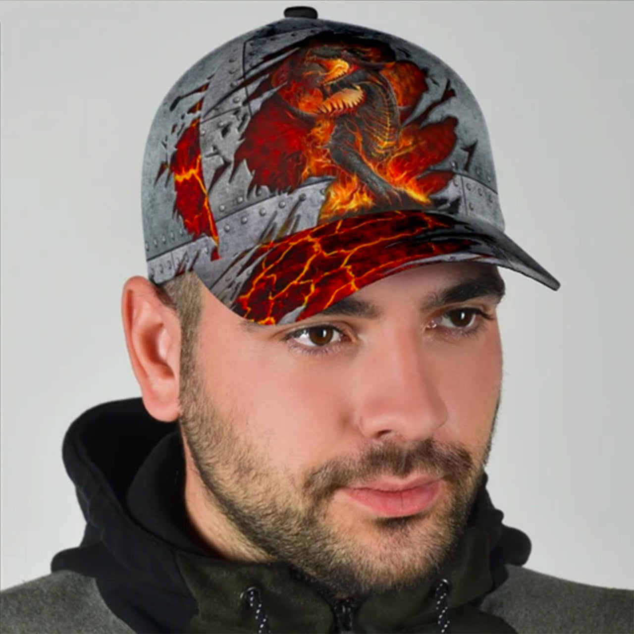 Red Fire Dragon Custom Hats for Men & Women 3D Prints Personalized Baseball Caps