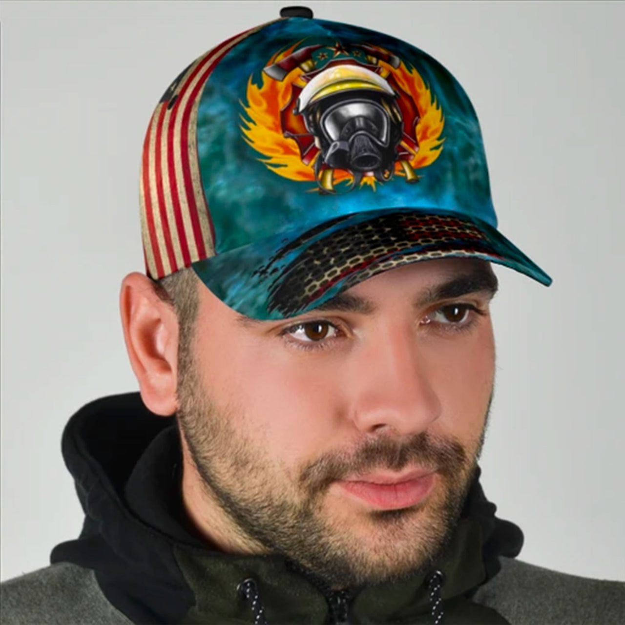Firefighters American Flag Custom Hats for Men & Women 3D Prints Personalized Baseball Caps